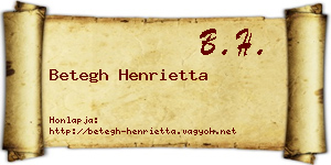 Betegh Henrietta névjegykártya
